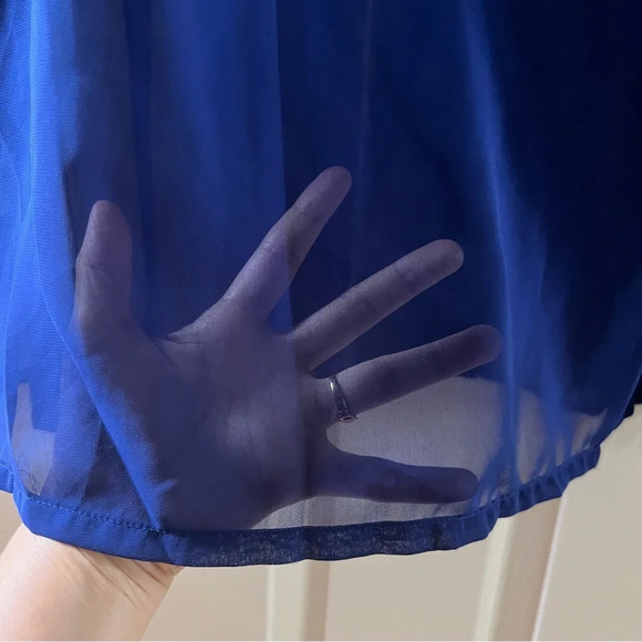 Tamsy Womens Blue Cover Up Shirt Dress Large Beachwear Button Up Billowy Sheer - Picture 13 of 17